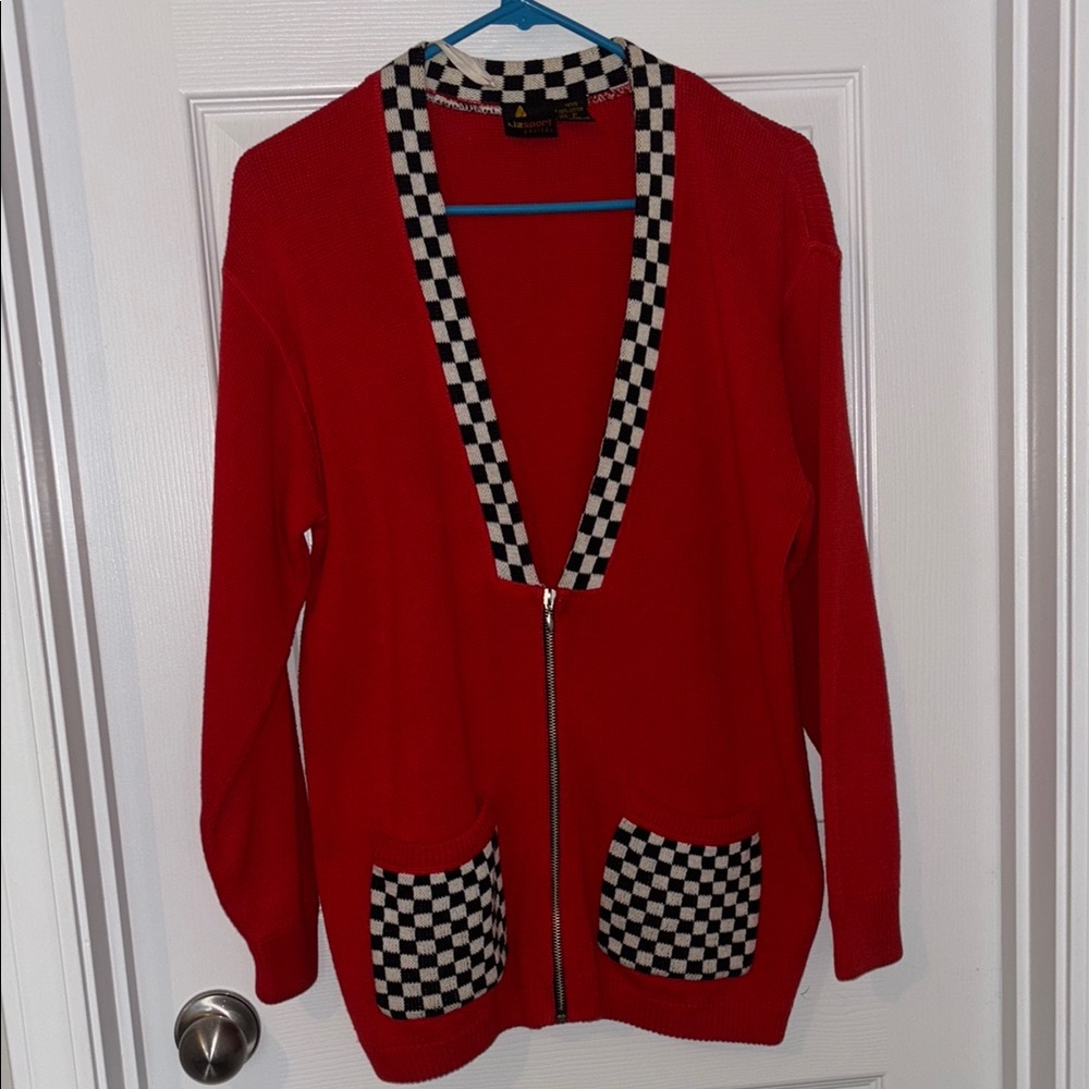 Red Checkered Women's Sweater